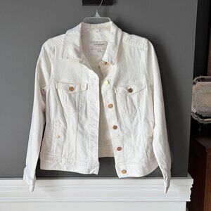 Liverpool Los Angeles White Denim Jean Jacket Women’s Size Small Gold Buttons